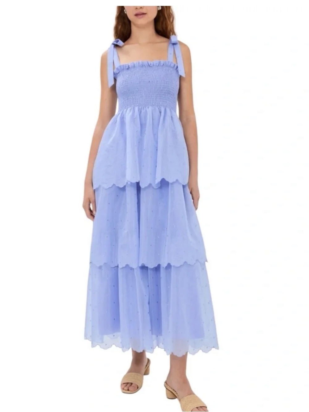 Hill House Elise Nap Dress Light Blue Smocked Tiered Maxi Dress